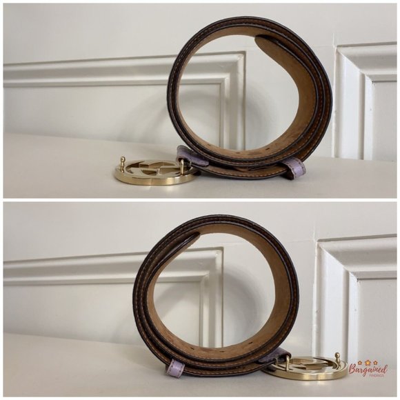 Authentic Gucci Purple Guccissima Leather Gold Interlocking G Buckle Belt 80/32 - Picture 9 of 14